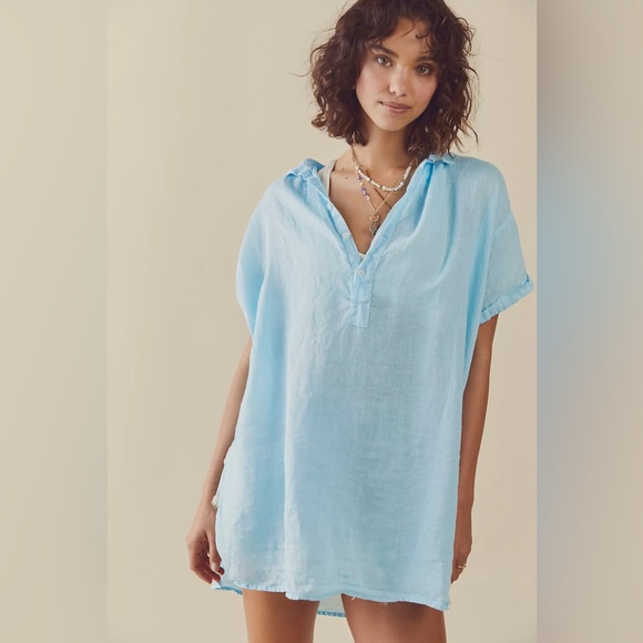 Free People Tops - Free People CP Shades Short Sleeve Petra Pullover Capri Blue